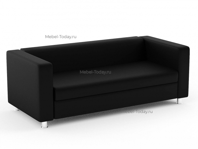 Диван офисный трехместный Клиппан 180*88 см, черная экокожа