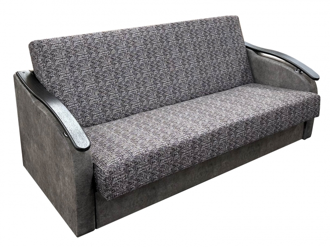 Диван-книжка выкатная Лена 130 с МДФ подлокотниками Волна, в обивке по акции серый или коричневый флок
