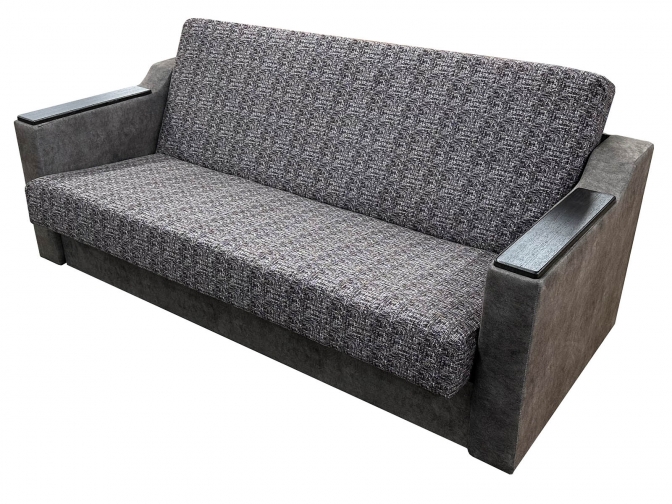 Диван-книжка выкатная Лена 130 с МДФ прямыми подлокотниками, в обивке по акции серый или коричневый флок
