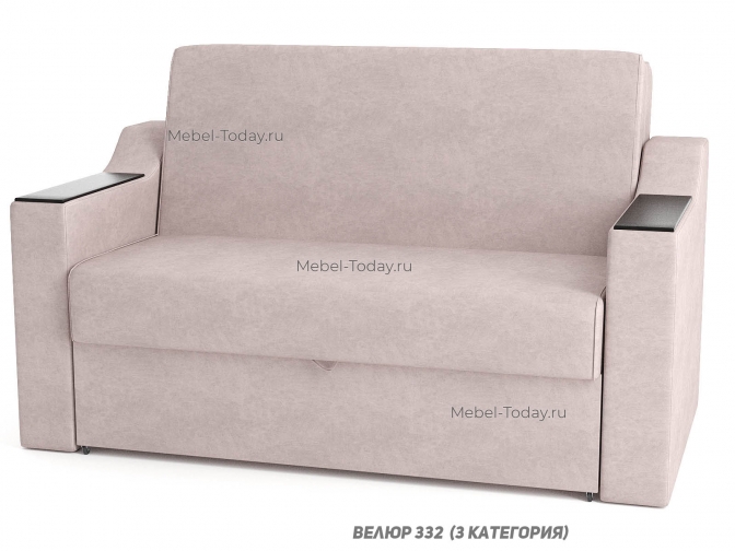 Диван-кровать двуспальный аккордеон Людмила 140х195 см с прямыми деревянными накладками МДФ