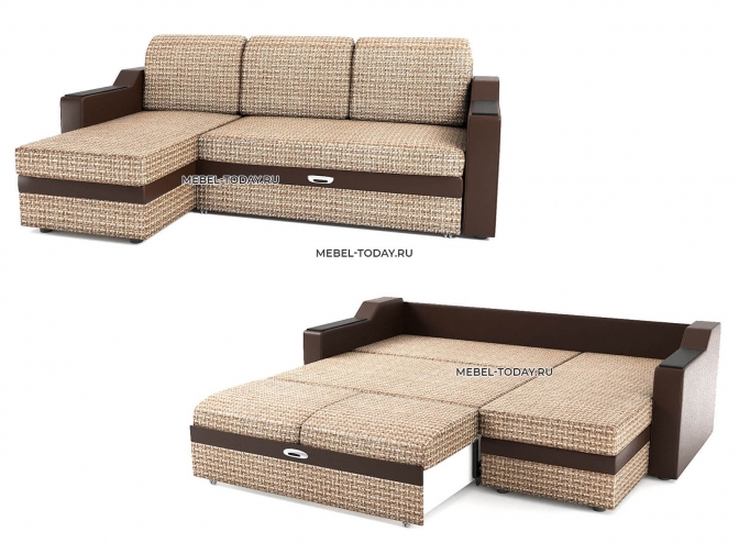 Диван-кровать Наташа Угловой 190 ДН прямые накладки