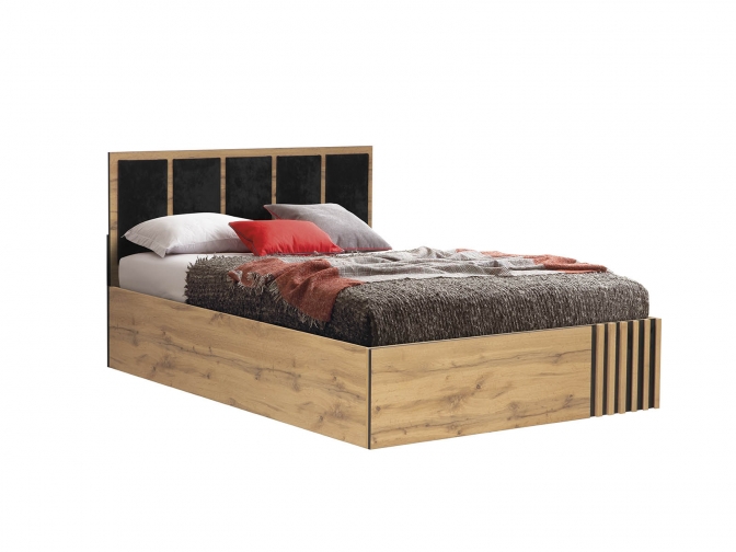 Кровать Либерти 51.21 с подъёмным механизмом Дуб Вотан/Черный