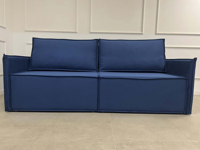 Диван Лофт еврокнижка, узкие подлокотники, спальное 150×200, ящик для белья, обивка велюр или рогожка