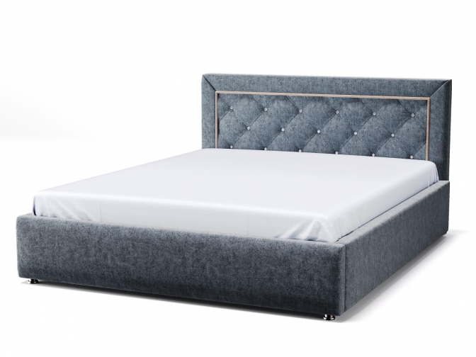 Кровать Адель, с ортопедическим основанием и подъёмным механизмом (Велюр Zara Grafit)