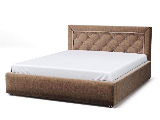Кровать Адель, с ортопедическим основанием и подъёмным механизмом (Велюр Zara Brown)