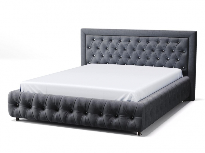 Кровать Мадлен, с ортопедическим основанием и подъёмным механизмом (Велюр Zara Grafit)