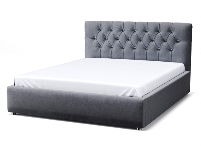 Кровать Тиффани, с ортопедическим основанием и подъёмным механизмом (Велюр Zara Grafit)