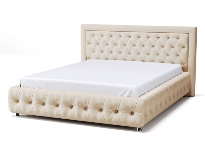 Кровать Мадлен, с ортопедическим основанием и подъёмным механизмом (Велюр Zara Biege)