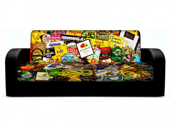 Диван книжка с принтом BEER закругленные подлокотники