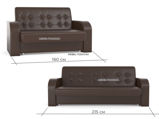 Диван книжка Престиж Экокожа коричневая