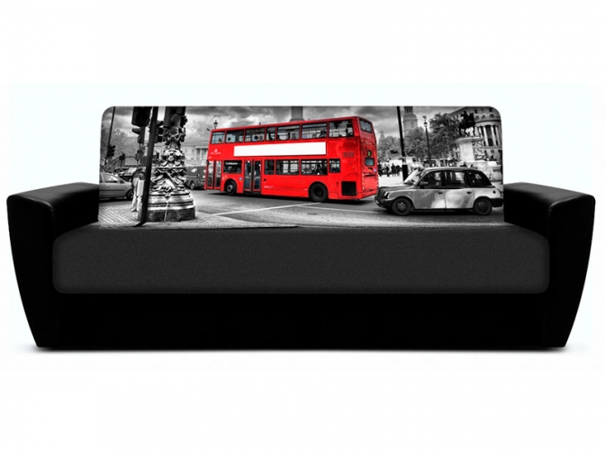 Диван книжка с принтом Автобус 1 подлокотники &amp;quot;амстердам&amp;quot;