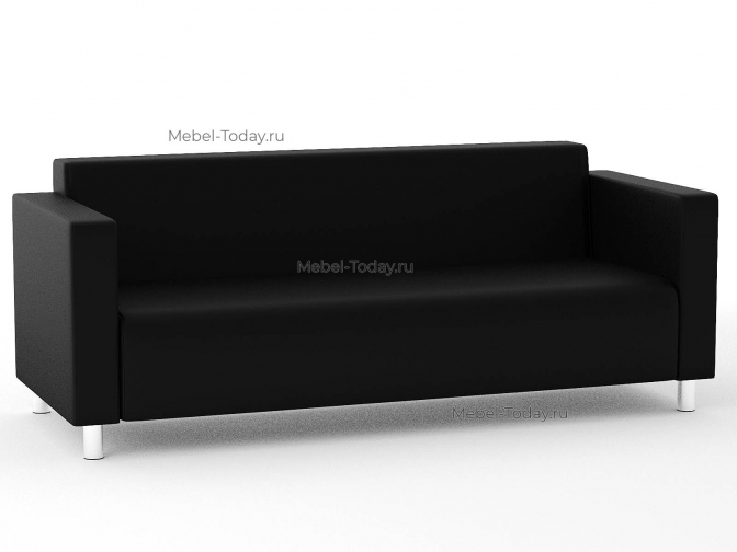 Диван для офиса Блюз 3-х местный 190*75 см, без механизма, экокожа черная