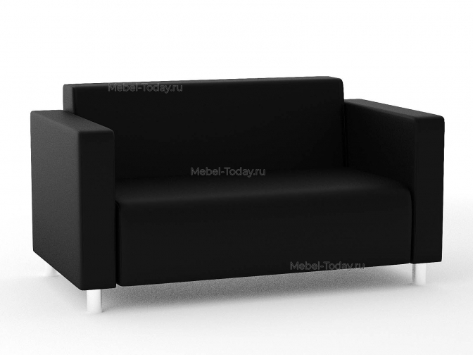 Диван офисный Блюз 2-х местный, 135*75 см,  экокожа черная
