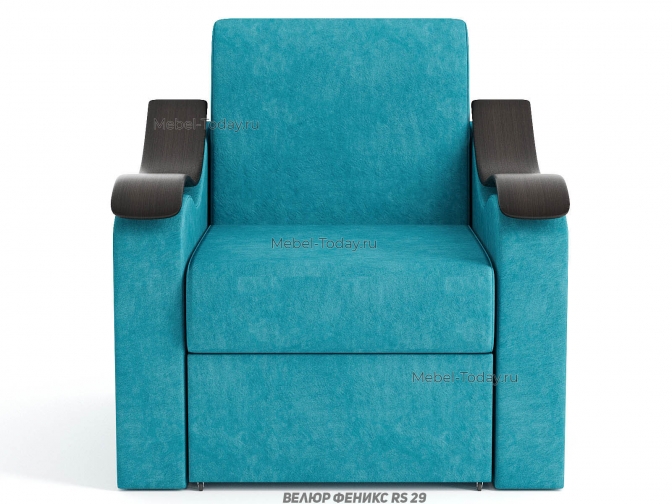 Кресло кровать евроаккордеон Версаль 60 см с изогнутыми МДФ деревянными подлокотниками Волна