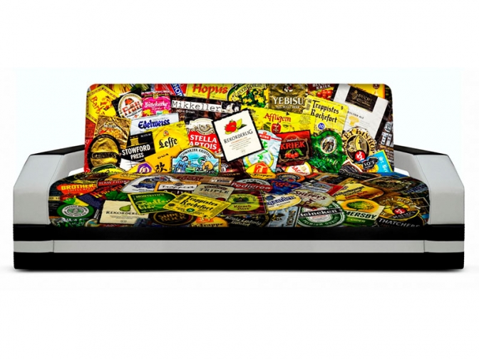 Диван книжка с принтом BEER подлокотники с подсветкой