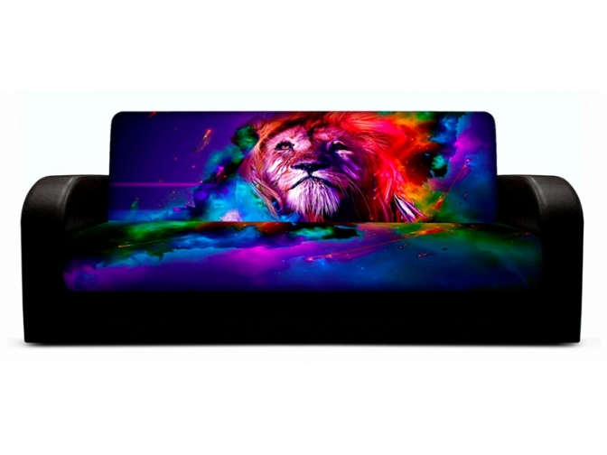 Диван книжка с принтом Лев закругленные подлокотники