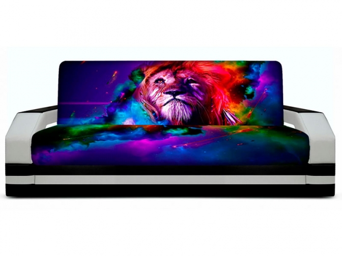 Диван книжка с принтом Лев подлокотники с подсветкой