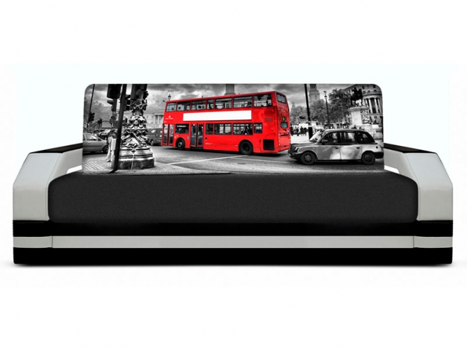 Диван книжка с принтом Автобус 1 подлокотники с подсветкой