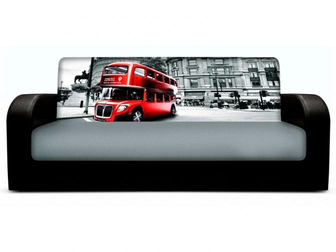 Диван книжка с принтом Автобус 2 закругленные подлокотники