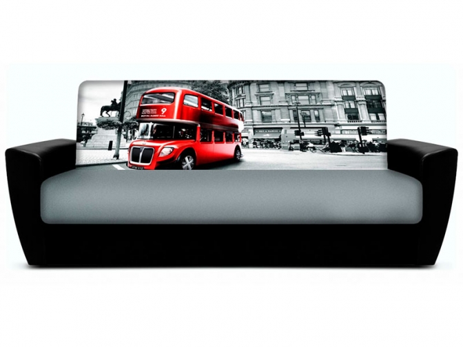 Диван книжка с принтом Автобус 2 подлокотники "амстердам"