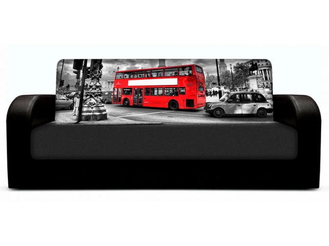 Диван книжка с принтом Автобус 1 закругленные подлокотники