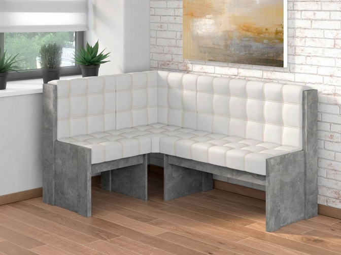 Скамья угловая Квадро бетон ателье/милк