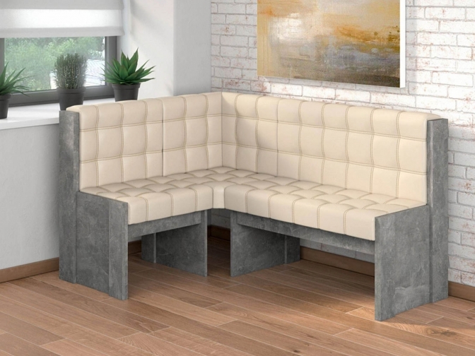 Скамья угловая Квадро бетон ателье/крем
