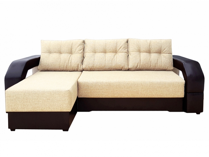 Угловой диван Манчестер c подсветкой бежевый