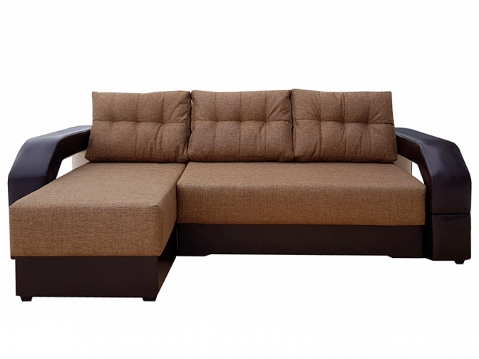 Угловой диван Манчестер c подсветкой коричневый