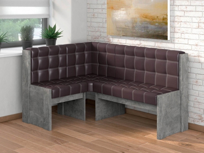 Скамья угловая Квадро бетон ателье/умбер