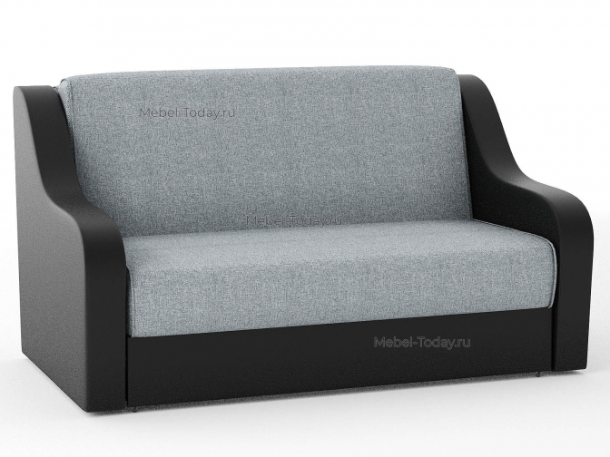 Диван Барон аккордеон рогожка серая + экокожа черная