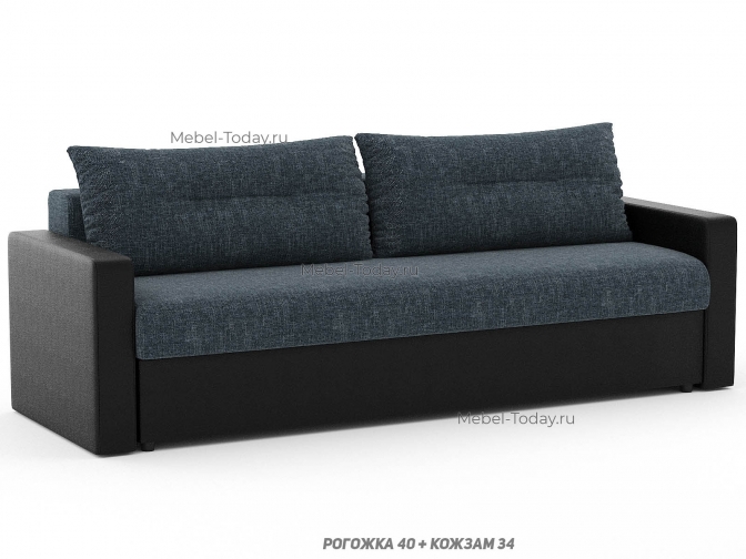 Диван Атлант с мягкими подлокотниками, еврокнижка / пантограф, ортопедический пружинный или ППУ, обивка рогожка