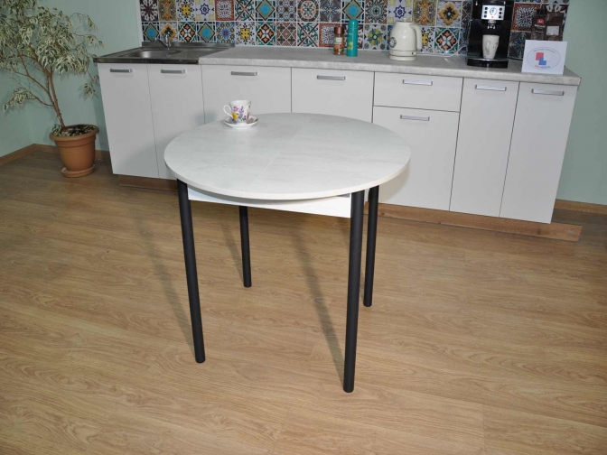 Стол обеденный раскладной Ники бетон белый + черный