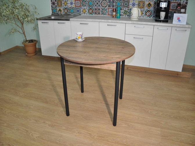 Стол обеденный раскладной Ники дуб веллингтон + черный