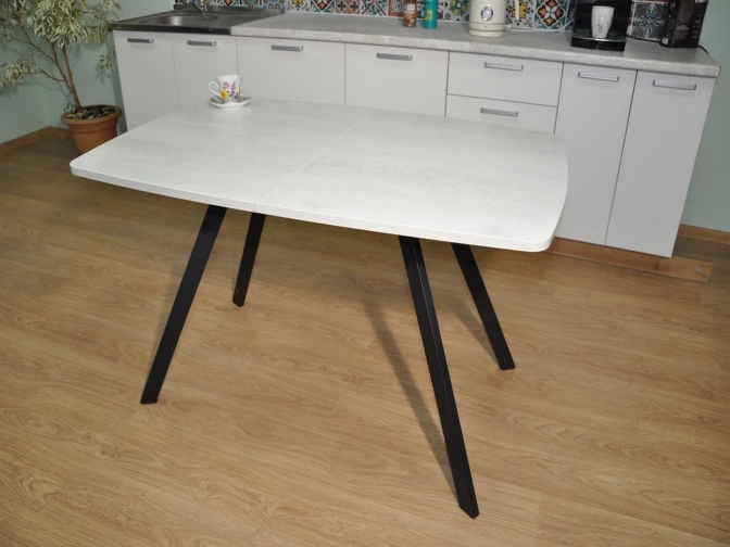 Стол обеденный раскладной Орфей бетон белый + черный