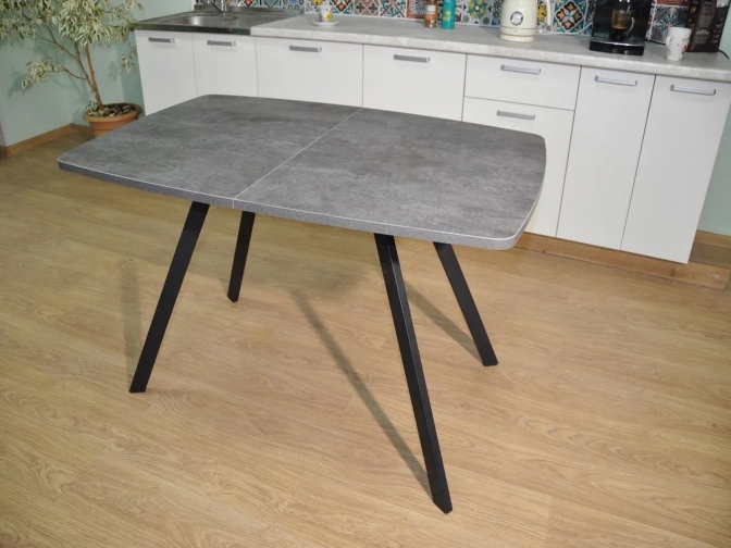 Стол обеденный раскладной Орфей цемент темный + черный