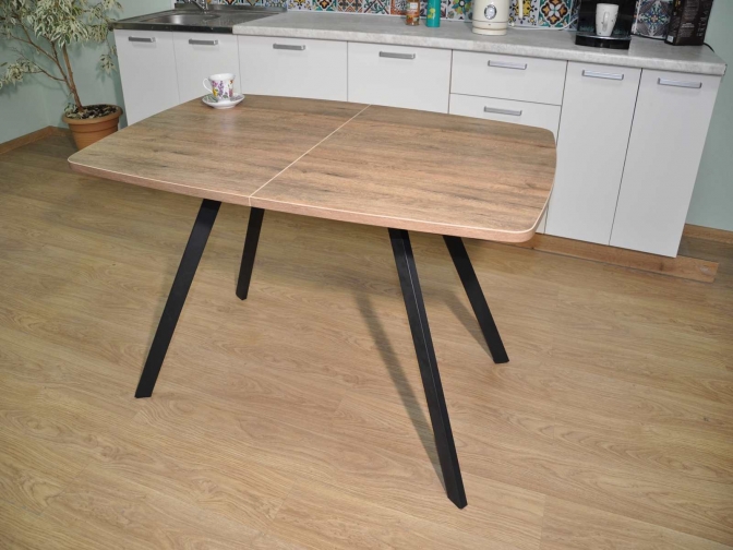 Стол обеденный раскладной Орфей дуб веллингтон + черный