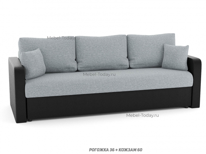 Диван еврокнижка Эконом-Люкс  с мягкими подлокотниками, ортопедический, пружинный или ППУ на выбор