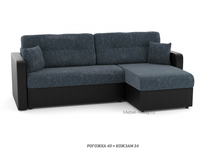 Угловой диван Леон с мягкими подлокотниками малогабаритный, обивка рогожка, спальное место 140*200