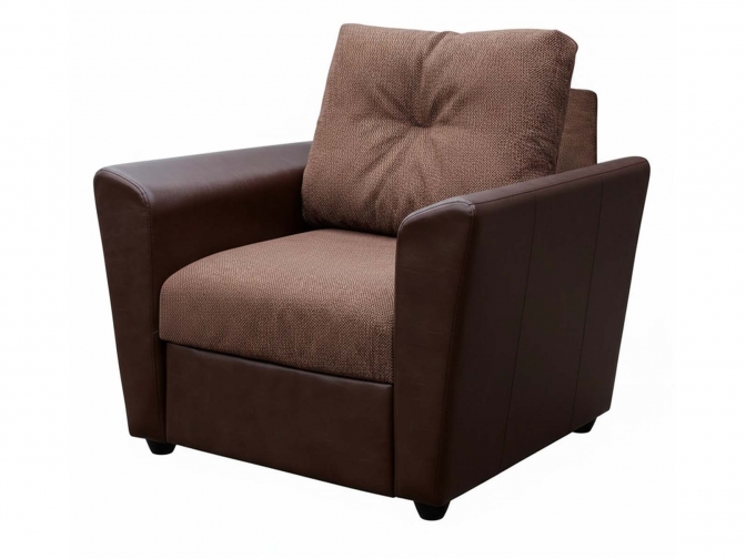 Кресло-кровать аккордеон Амстердам, обивка рогожка коричневая, кожзам коричневый