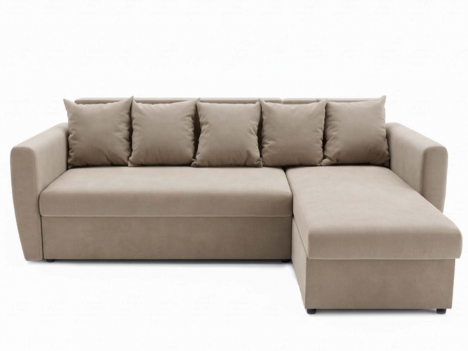 Угловой диван еврокнижка Мартин велюр бежевый