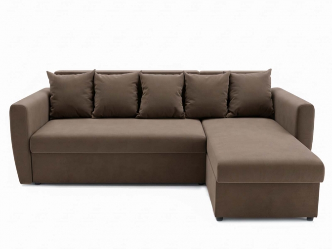 Угловой диван еврокнижка Мартин велюр коричневый