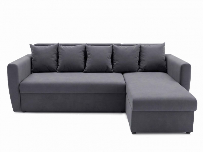 Угловой диван еврокнижка Мартин велюр серый