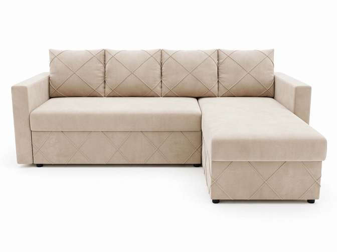 Угловой диван еврокнижка Стелла велюр бежевый