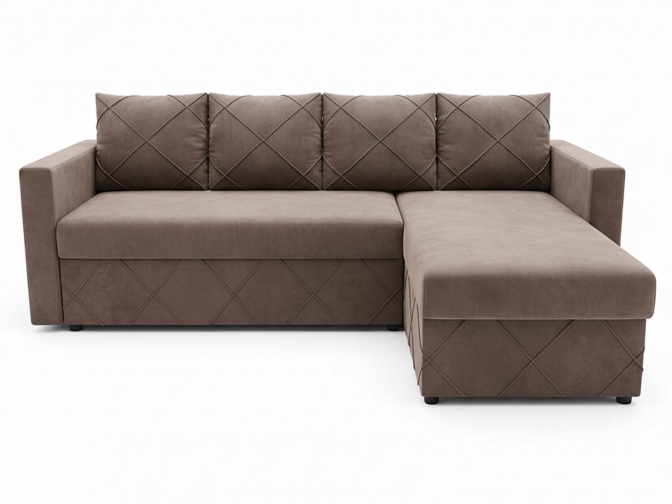 Угловой диван еврокнижка Стелла велюр коричневый