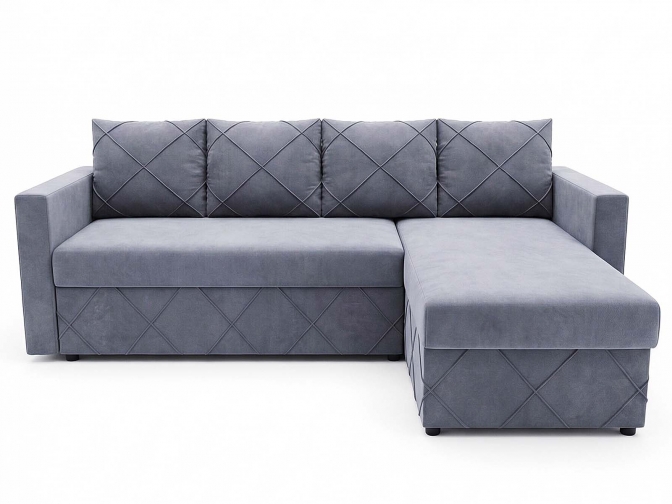 Угловой диван еврокнижка Стелла велюр серый