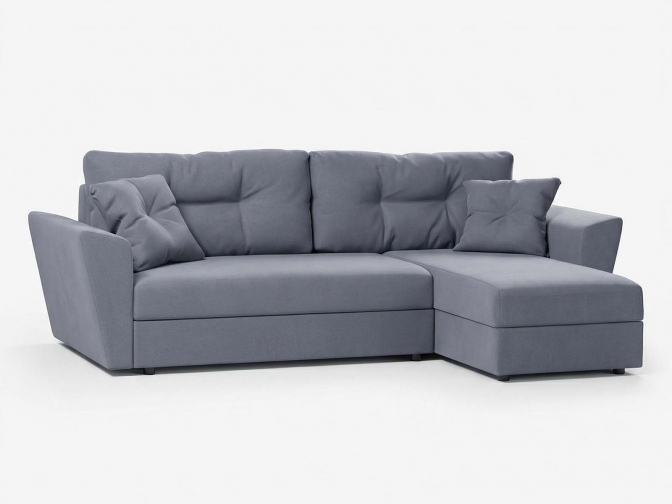 Угловой диван еврокнижка Амстердам, наполнитель ППУ, велюр серый