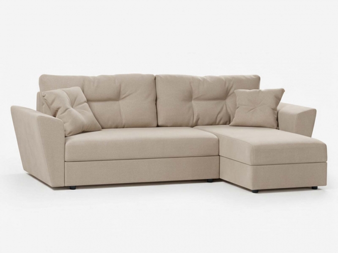 Угловой диван еврокнижка Амстердам, наполнитель ППУ, велюр бежевый