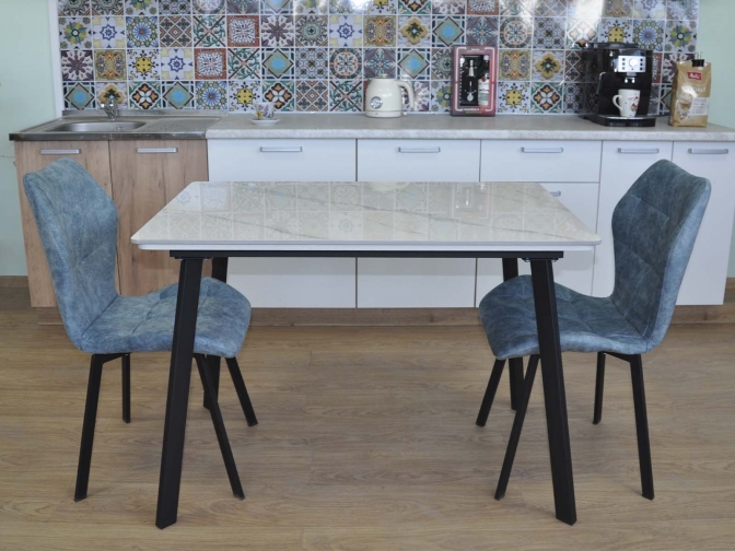 Керамический стол 110 белый мрамор глянец