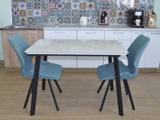 Керамический стол 120 белый мрамор глянец